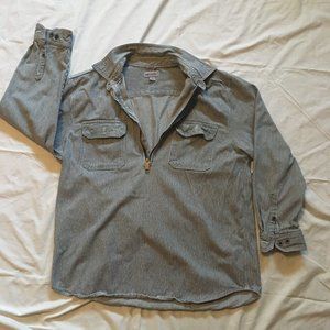 Carhartt Hickory Half Zip Work Shirt Size Large